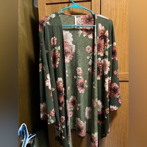 Floral Open Front Cardigan